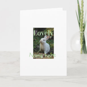 Carte Joli nom de photo de lapin de compagnie vert paste
