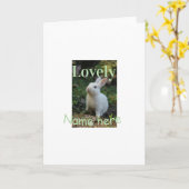 Carte Joli nom de photo de lapin de compagnie vert paste (Fleur jaune)