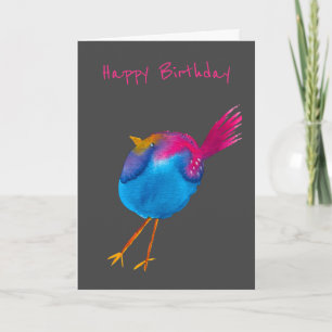 Carte Joli oiseau rose et bleu