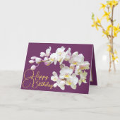 Carte Joli Orchidée blanche violet toile de fond Joyeux  (Fleur jaune)