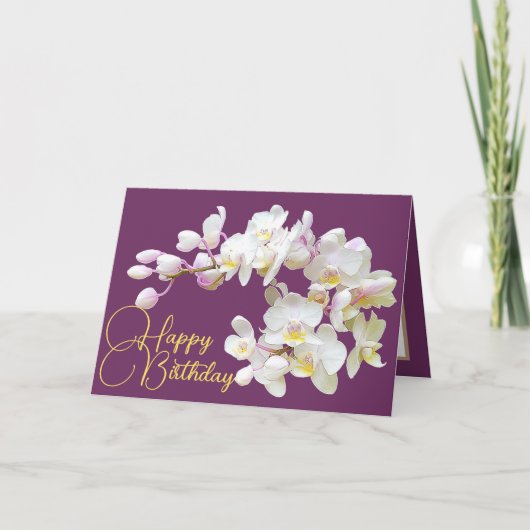 Carte Joli Orchidée blanche violet toile de fond Joyeux  (Devant)