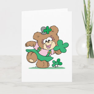 Carte joli ours en peluche irish st paddy girl