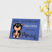 Carte Joli ours personnalisé Joyeuse Saint-Valentin Nom (Fleur jaune)