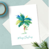 Carte Joli Palmier Tropical Aquarelle Plage Noël