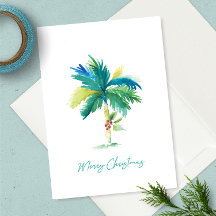 Joli Palmier Tropical Aquarelle Plage Noël