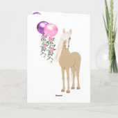 Carte Joli Palomino rose violet Fleurs Cheval Anniversai (Dos)