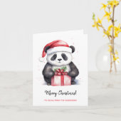 Carte Joli Panda Père Noël Joyeux Noël (Fleur jaune)