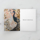 Carte Joli paon rose or Noël (Intérieur)