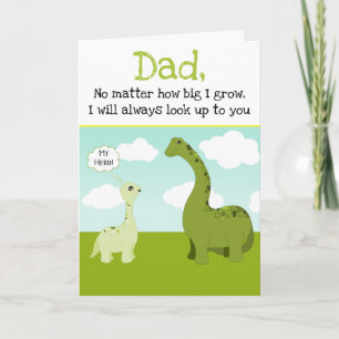 Carte Joli papa dinosaure vert héros de dessin animé pou