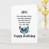 Carte Joli Papillon Avec Message D'anniversaire Pour Mon (Fleur jaune)