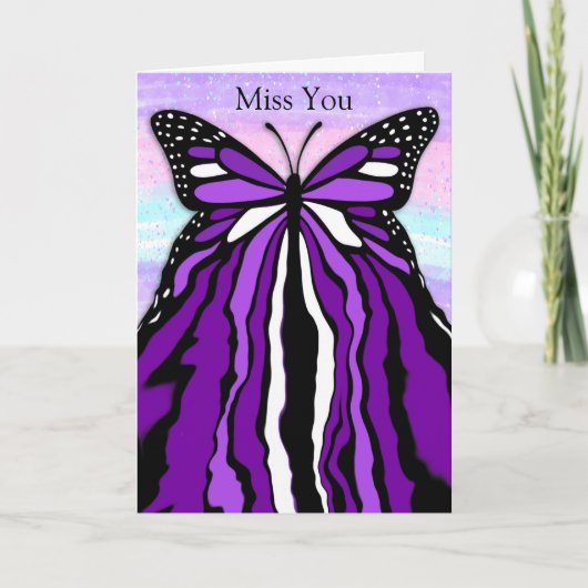 Carte Joli Papillon pourpre | Mlle You (Devant)