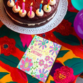 Carte Joli Pastel Floral Joyeux Anniversaire tendance