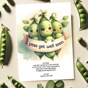 Carte Joli "Peas Get Well Bientôt" Meilleurs Souhaits Pu