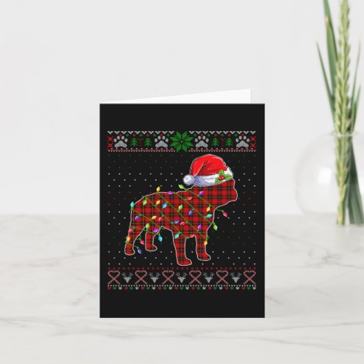 Carte Joli Père Noël Red Plaid Français Buldog Light Ugl (Devant)