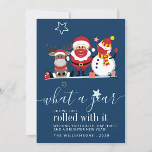 Carte Joli Père Noël Reindeer Snowman 2020 Script Noël
