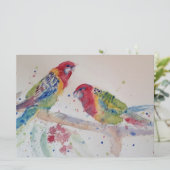 Carte Joli perroquet Rosella rouge oiseau Art à l'aquare (Debout devant)