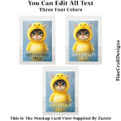 Carte Joli petit chaton déguisé en canard jaune DL4R Nom