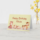 Carte Joli petit cheval animal nom personnalisé  (Fleur jaune)