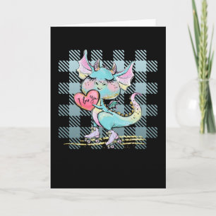 Carte Joli petit dragon avec cœur Je t'aime