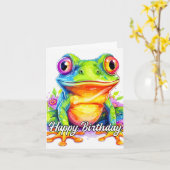 Carte Joli Petit Froggie Coloré (Fleur jaune)