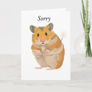 Carte Joli petit Hamster tenant une fleur
