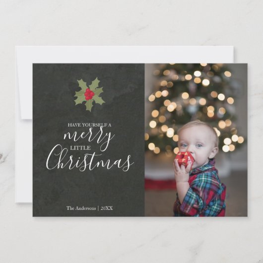 Carte Joli petit Noël Holly Photo (Devant)