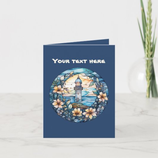 Carte Joli phare en faux vitrail ajouter du texte (Devant)