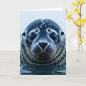 Carte Joli phoque Fermer (Fleur jaune)