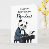Carte Joli Piano Panda Blanc & Noir Anniversaire (Fleur jaune)
