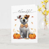 Carte Joli Pit Bull Reconnaissant Citrouilles d'Automne (Fleur jaune)