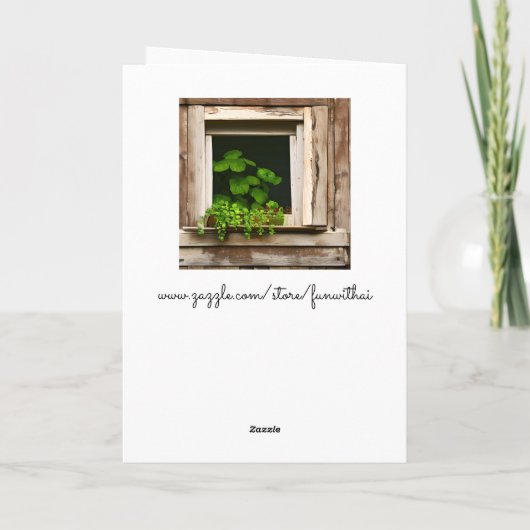 Carte Joli Plante dans une fenêtre rustique Anniversaire (Dos)