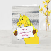 Carte Joli poney de dessin animé avec message de Noël (Fleur jaune)