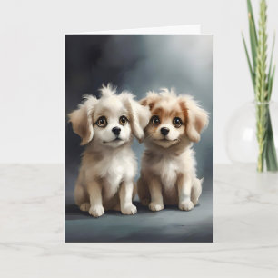 Carte Joli portrait de chiots frères et sœurs Meilleurs