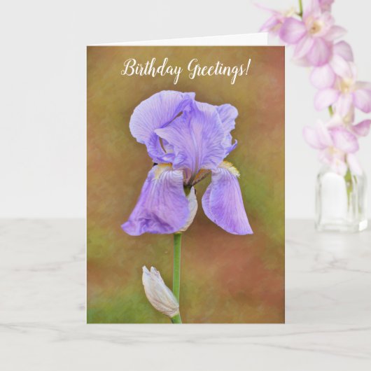 Carte Joli printemps violet Iris Flower Art Anniversaire (Orchidée)