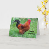 Carte Joli profil de poulet rouge Photo Anniversaire (Fleur jaune)