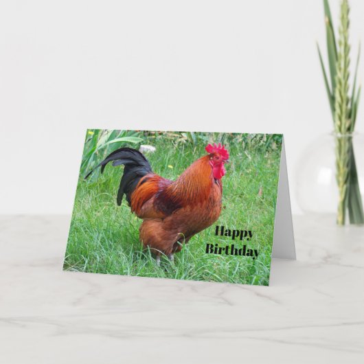 Carte Joli profil de poulet rouge Photo Anniversaire (Devant)