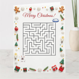 Carte Joli puzzle de labyrinthe de Noël de Bouledogue Fr