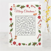Carte Joli puzzle de labyrinthe de Noël de chien teckel (Fleur jaune)