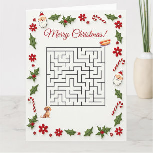 Carte Joli puzzle de labyrinthe de Noël de chien teckel