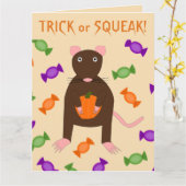 Carte Joli rat et citrouille personnalisés pour Hallowee (Fleur jaune)