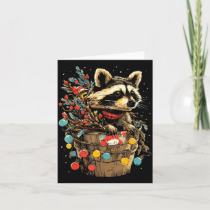 Carte Joli Raton Laveur Scène Festive d'Hiver Animaux de