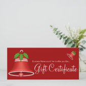 Carte Joli Red Christmas Bell certificat cadeau de vacan (Debout devant)