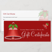 Carte Joli Red Christmas Bell certificat cadeau de vacan (Devant / Derrière)