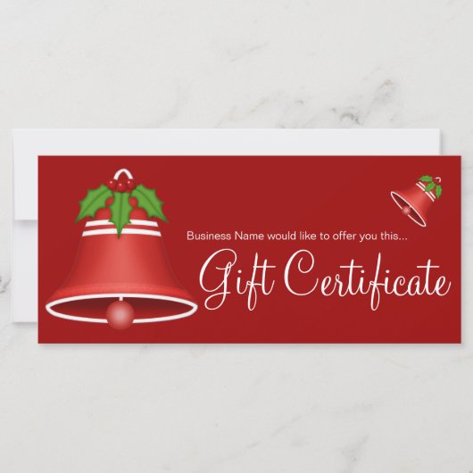 Carte Joli Red Christmas Bell certificat cadeau de vacan (Devant)