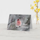 Carte Joli Red Finch Photo Anniversaire (Fleur jaune)