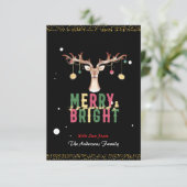 Carte Joli Reindeer Joyeux et brillants ornements de Noë (Debout devant)