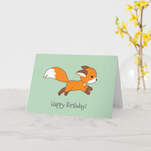 Carte Joli Renard Coureur Vert Anniversaire