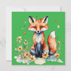 Carte Joli renard floral