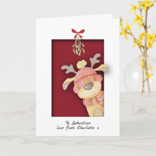 Carte Joli renne avec Mistletoe Noël
