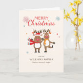 Carte Joli renne de Noël (Fleur jaune)